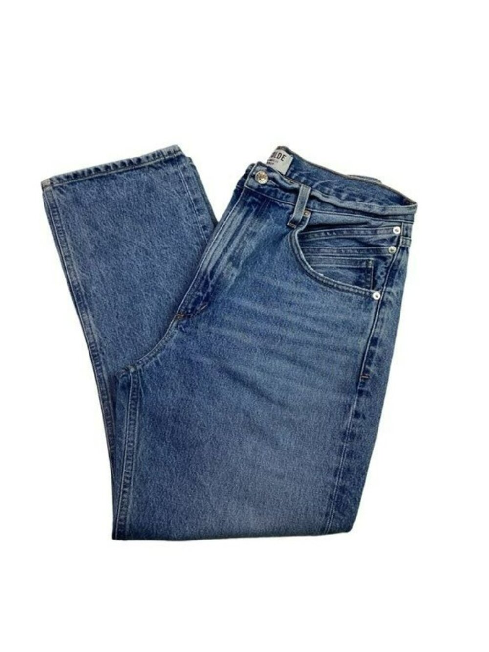 A Gold E Womens High-Rise Relaxed Straight-Leg Jeans In Medium Wash Size 31 100% - Picture 6 of 12